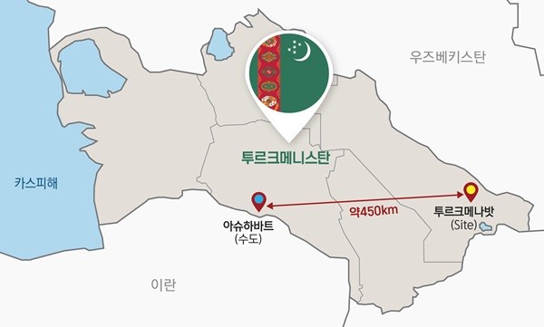 투르크메니밧 미네랄비료 플랜트 위치도 [사진=대우건설]
