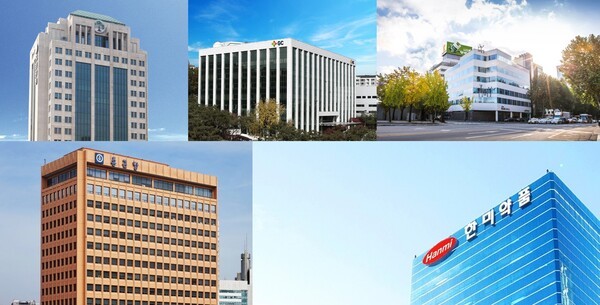 국내 5대 제약사 본사 전경. [제공=각사]