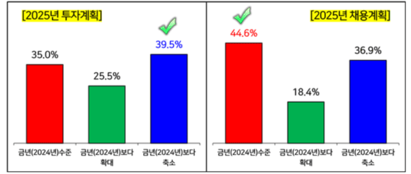 2025년 투자 및 채용계획(2024년 대비) [제공=경총]