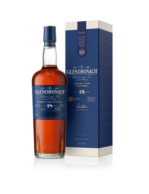 셰리 캐스크 숙성 싱글몰트 스카치 위스키  '더 글렌드로낙 18년' 새로운 패키지. 한국브라운포맨
