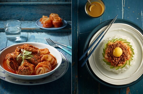 김치 한우 갈비찜과 바싹 한우 카레 김치볶음. 한우자조금