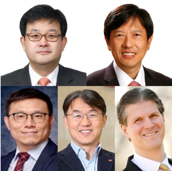 손현호 SK 디스커버리 대표이사 사장(왼쪽 위부터 시계방향), 안현 SK하이닉스 CDO, 폴 딜레이니 SK아메리카스 부사장, 피승호 SK온 제조총괄, 김필석 SK이노베이션 CTO [제공=SK]