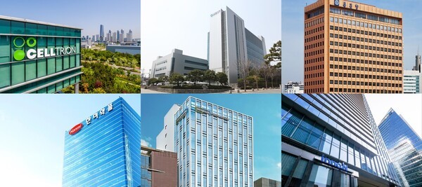 셀트리온, 동아ST, 종근당, 한미약품, 동국제약, HK이노엔 사옥. [제공=각사]
