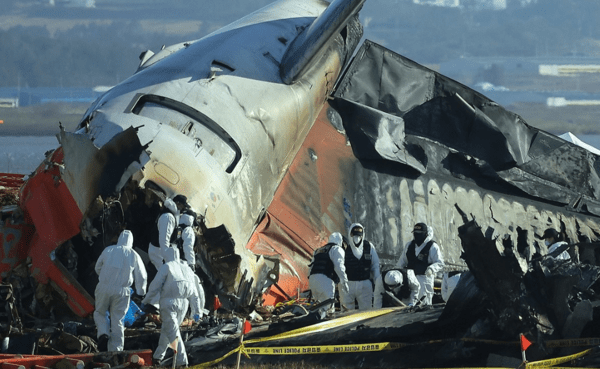 31일 전남 무안군 무안국제공항 제주항공 여객기 참사 현장에서 경찰 과학수사대와 국과수가 현장 조사를 하고 있다. [제공=연합뉴스]