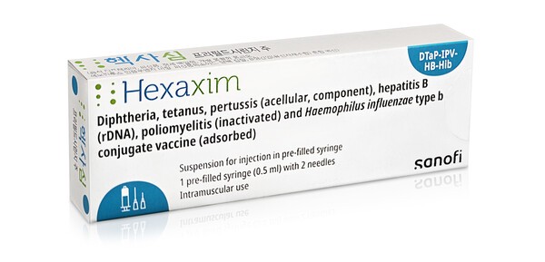 사노피 영아 6가 혼합백신 헥사심 제품사진. [제공=사노피]