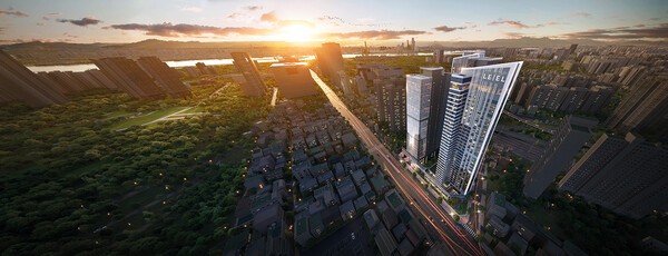 신용산역북측 제1구역 특화 설계 조감도.@롯데건설