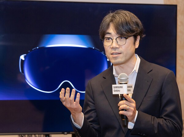 1월 22일(현지시간) 미국 새너제이에서 삼성전자 MX사업부 이머시브 솔루션 개발팀장 김기환 부사장이 'XR' 브리핑'을 진행하고 있는 모습.[제공=삼성전자]