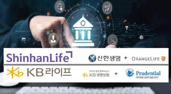 옛 오렌지라이프(현 신한라이프)과 푸르덴셜생명(현 KB라이프)가 금융지주로 인수되면서 정체성과 분위기가 사뭇 달라진 모양새다.[제공=EBN 자료 사진, 각사 로고]