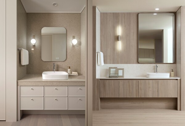 소프트클래식과 모던내추럴스타일 파우더룸 비교[출처=DL이앤씨 ]