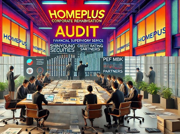 금융감독원은 14일 홈플러스 회생신청과 관련, 검사에 착수했다. 신영증권과 한국신용평가와 한국기업평가 등 신용평가사 2곳을 대상으로 한다. 금감원은 필요에 따라 홈플러스의 대주주 사모운용펀드 MBK파트너스에 대해서도 검사에 들어간다. [출처=EBN AI 그래픽 ]