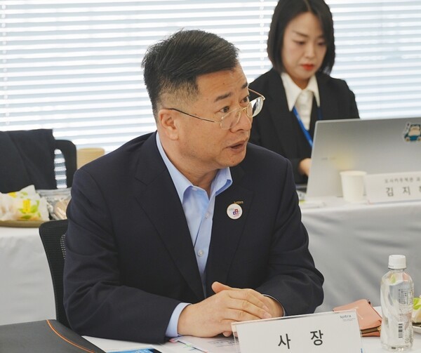 강경성 KOTRA 사장이 18일 일본 오사카에서 열린 '일본지역본부 무역투자확대전략회의'에서 발언하고 있다.[출처=KOTRA]