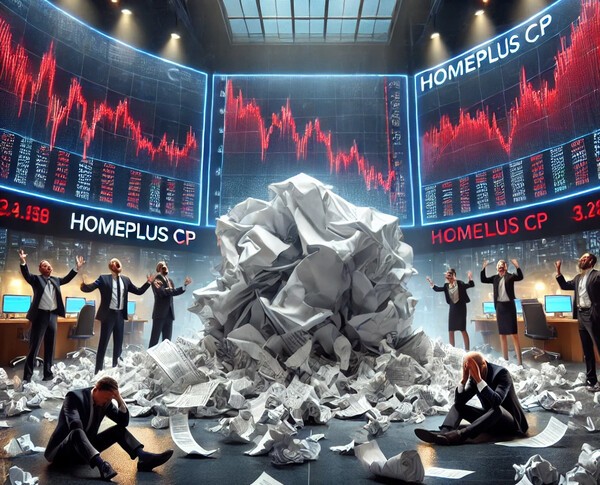 금투업계와 국회 정무위원회에서는 MBK 측이 미리 회생을 마음 먹고 있는 상태에서 유동성을 조금이나마 확보하고 대주주 사모펀드 MBK의 현금흐름을 위해 단기채권을 발행한 것 아니냐는 의혹이 나온다. 유동화증권을 발행, 판매한 신영증권 측도 신용등급 강등 뒤 홈플러스도 바로 기업회생을 택할 줄 알았다면 유동화증권을 발행하지 않았을 것이라고 선을 그었다. [출처= EBN AI 그래픽]