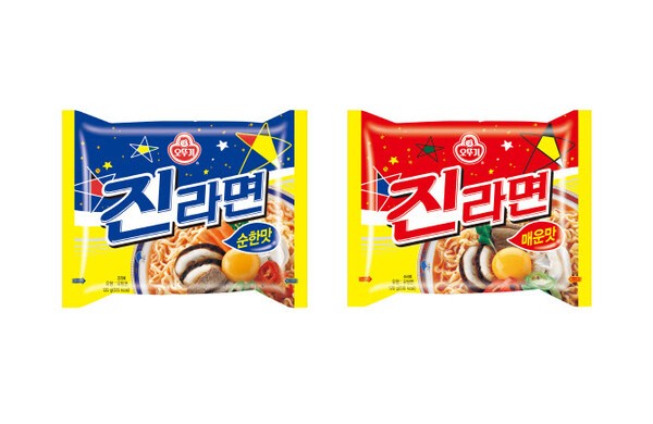 진라면 순한맛(왼쪽)과 매운맛. [출처=오뚜기]