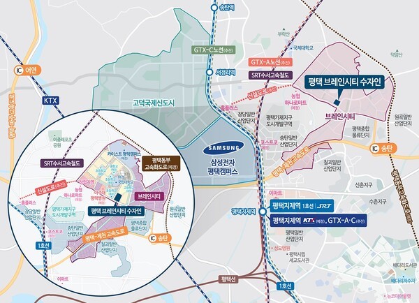 평택 브레인시티 수자인 위치도.[출처=한양]