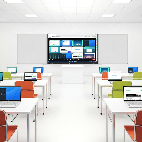 웨일북과 현대아이티 전자칠판의 연동. [출처=네이버]