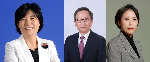 왼쪽부터 서지희 신임 이사회 의장과 사외이사 김용진 서울대병원 의생명연구원장, 조경선 전 신한DS 대표. [제공=SK바이오팜]