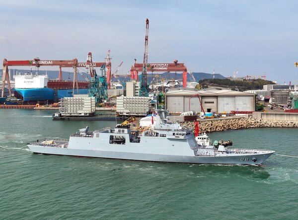 HD현대중공업은 31일 3200톤급 필리핀 초계함 1번함 ‘미겔 말바르함’을 인도했다. [출처=HD현대중공업 ]