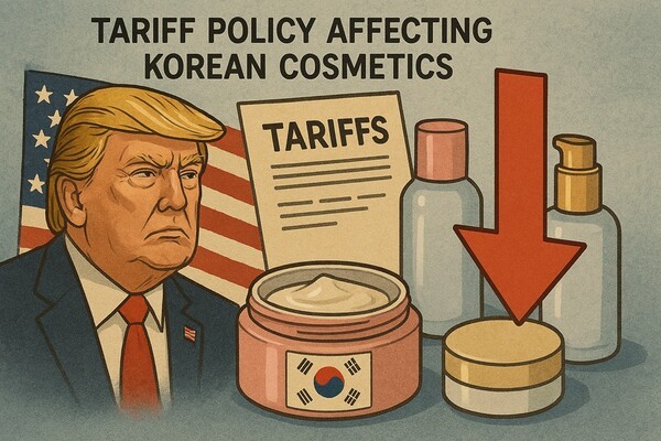 도널드 트럼프 미국 대통령이 한국에 대해 상호관세(reciprocal tariffs) 25% 부과를 공식화하면서 지난해 대미 화장품 수출 1위를 차지한 K뷰티업계도 촉각을 곤두세우고 있다. [출처=EBN AI 그래픽 DB]