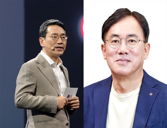 조주완 LG전자 대표이사와 정철동 LG디스플레이 대표이사. [출처=각 사 제공]