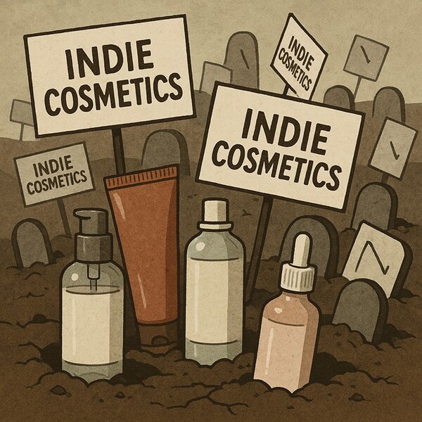 국내 화장품 산업 이면에서 제조사에만 의존한 채 장기적인 전략 없이 뛰어든 브랜드들이 속속 폐업하면서 K뷰티의 명암이 동시에 드러나고 있다. [출처=EBN AI 그래픽 DB]