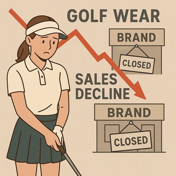 코로나19 팬데믹 기간 동안 급성장했던 골프웨어 시장이 엔데믹 전환 이후 급격한 침체 국면에 접어들면서 주요 브랜드들의 실적 악화와 법정관리 사례가 잇따르고 있다. [출처=EBN 그래픽 AI DB]