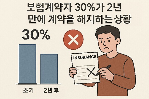 국내 보험계약의 30%가 2년 내 해지되는 등 보험계약 유지율이 해외보다 20%p가량 낮은 것으로 조사됐다.  [출처=EBN AI DB ]