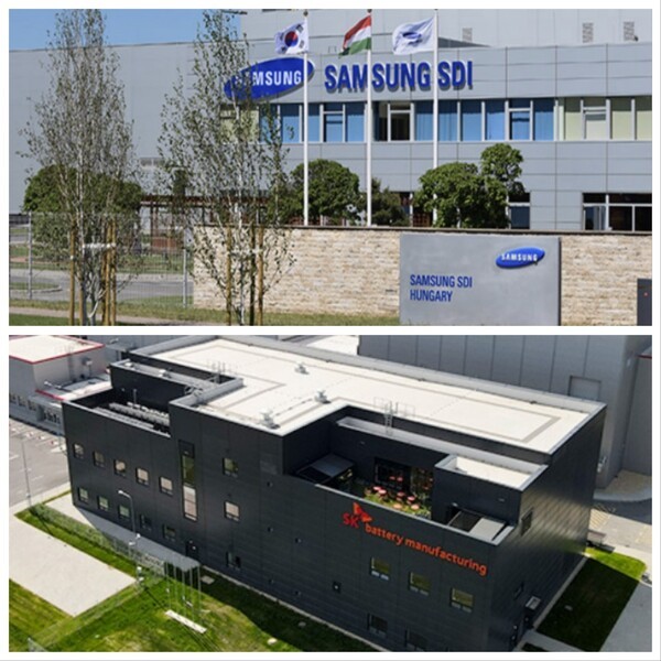 헝가리에 위치한 삼성SDI 공장과 SK온 공장 [출처=각사]