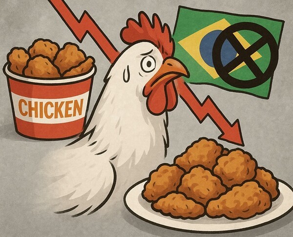 ‘3만원 배달 치킨’ 시대에 돌풍을 일으킨 가성비 치킨 시장이 브라질산 닭고기 수입 중단이라는 예기치 못한 변수에 직면했다. [출처=오픈AI]