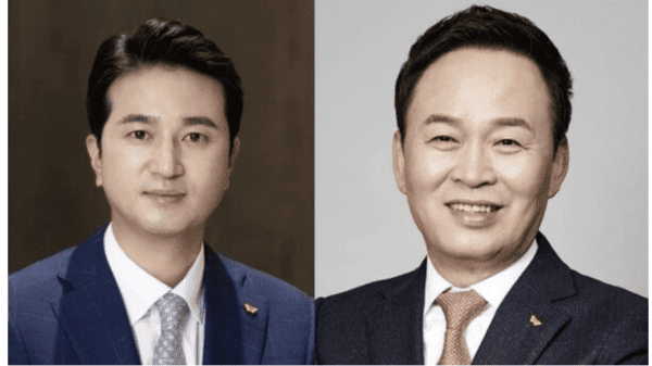 (사진 왼쪽부터) 추형욱 SK이노베이션 E&S 사장과 장용호 SK이노베이션 총괄사장. [출처=SK이노베이션]