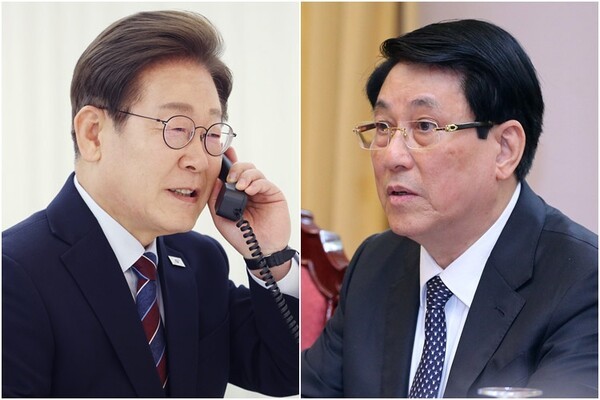 이재명 대통령(왼쪽)과 르엉 끄엉 베트남 국가주석.[출처=연합]