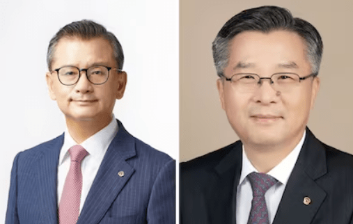 (사진 왼쪽부터) 여승주 한화그룹 경영지원실장, 권혁웅 한화생명 대표 [출처=한화그룹]