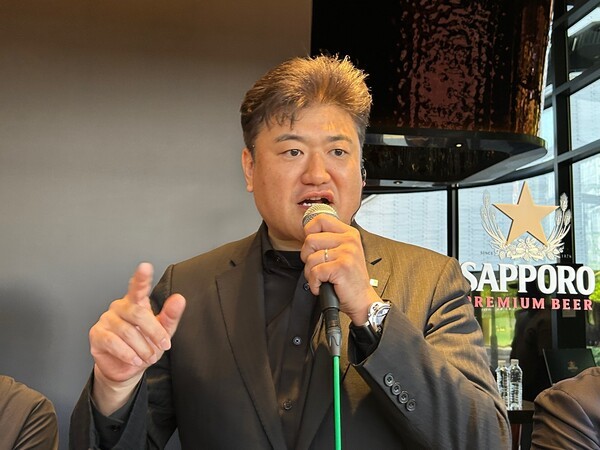 이노우에 삿포로 맥주 국제 사업부 총괄이 인삿말을 하고 있다. [출처=EBN]