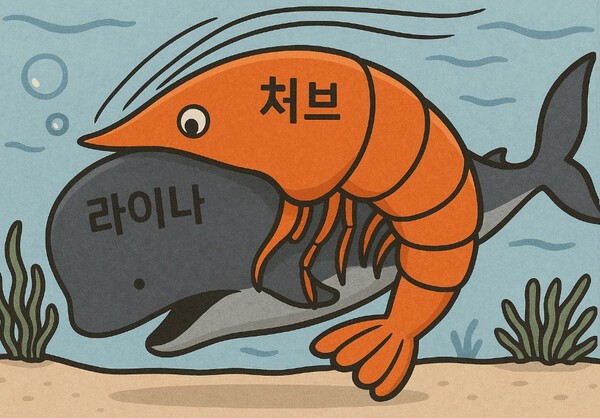 타외국계가 한국 시장에서 이른바 '꿀 빨고' 떠나버린 상황에서 처브는 한국 시장을 희망적으로 전망했다. 작은 덩치로 '새우' 격인 처브가 '고래' 라이나를 인수한 뒤 라이나에 의존하기 시작한 것이다. 그간 한국 시장에서 큰 뜻을 펼치지지 못한 서러움을 라이나를 통해 이루고 싶었던 것일까. 챗GPT 생성 이미지.[출처=오픈AI]
