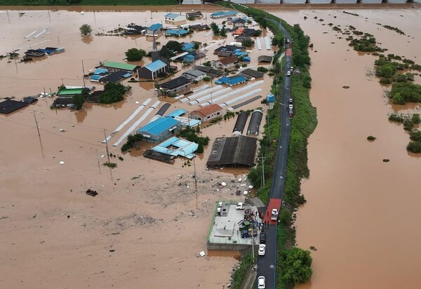 침수된 당진시 삽교읍 하포리. [출처=연합뉴스]