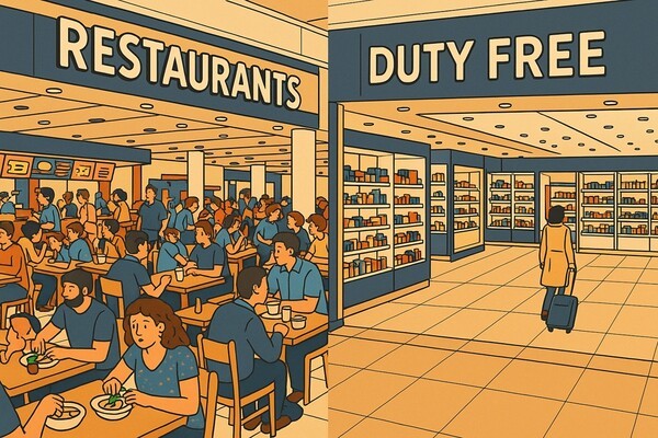 올해 상반기 인천국제공항이 역대 최다 여객을 기록하며 비항공 부문에서도 큰 폭으로 성장했지만 공항 내 업종별 명암은 극명하게 갈리고 있는 것으로 나타났다. [출처=오픈AI]