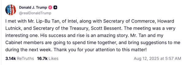 [출처=트럼프 대통령 트루스 소셜 갈무리 ]