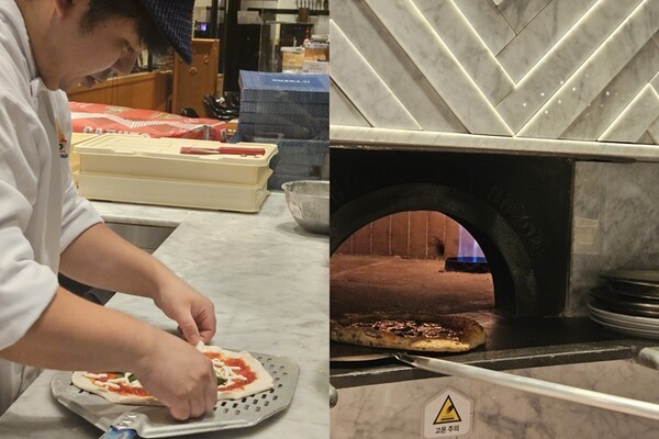 오태식 셰프가 피자를 만드는 모습. [출처=이재아 기자]