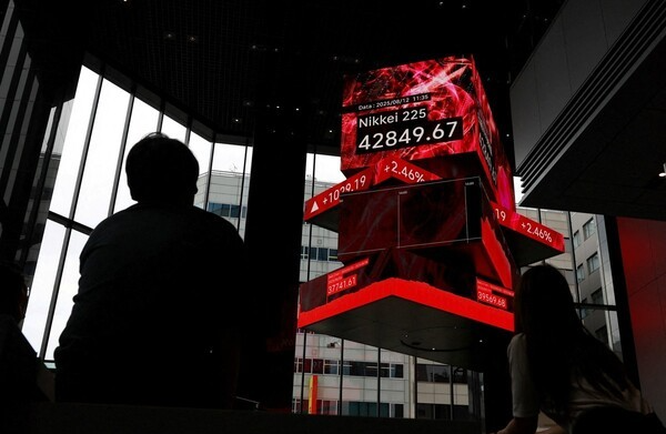 일본 닛케이지수 현황판 [출처= 연합]