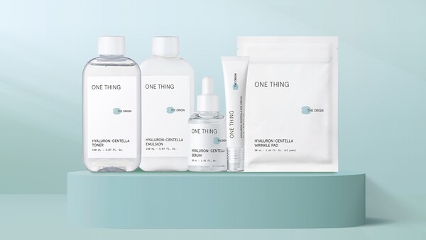 애경산업의 스킨케어 브랜드 ‘원씽’(ONE THING)이 이마트와 협업을 통해 ‘디오리진 히알루론 병풀 라인’을 출시했다. [출처=애경산업]