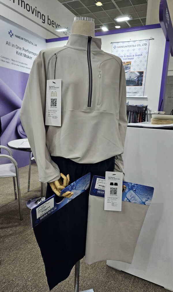 효성티엔씨의 리젠 소재로 만든 옷. [출처=진운용 기자]