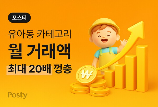 카카오스타일이 운영하는 4050 패션 플랫폼 ‘포스티(Posty)’가 ‘유아동’ 상품 월 거래액이 전년 동기 대비 최대 20배 이상 폭증했다. [출처=카카오스타일]