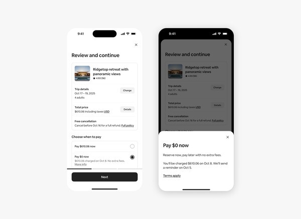 에어비앤비(Airbnb)의 ‘선예약 후결제(Reserve Now Pay Later)’는 소비자에게는 선택권 확대, 플랫폼에게는 예약 전환율 제고라는 기회로 작용할 수 있다. 동시에 결제 안정성과 취소 관리라는 숙제가 따라붙는 양날의 검이 될 전망이다. [출처=에어비앤비]