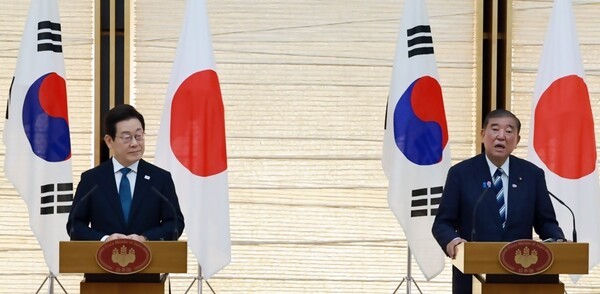 한·일 정상회담  공동언론발표.[출처=연합]