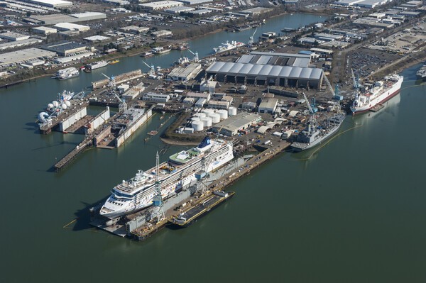 비거 마린 그룹이 운영하는 오리건주의 스완 아일랜드 조선소 전경. [출처= 삼성중공업]