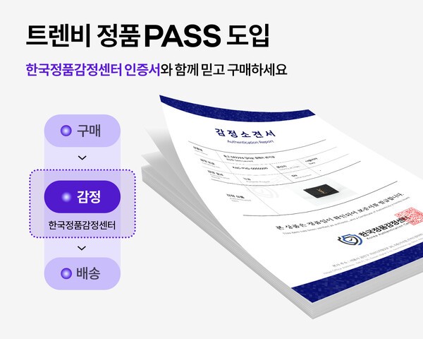 트렌비가 명품 쇼핑에서 가장 큰 불안 요소인 가품을 차단하는 ‘정품 PASS’ 시스템을 통해 온라인 및 중고 명품 거래의 신뢰 인프라 강화에 나선다. [출처=트렌비]