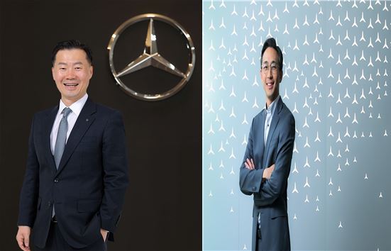(좌측부터)이상국 메르세데스-벤츠 코리아 디지털, 마케팅 및 커뮤니케이션 부문 총괄 부사장과 김은중 메르세데스-벤츠 코리아 제품 및 세일즈 부문 총괄 부사장 [출처=메르세데스-벤츠 코리아]