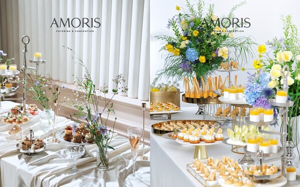 리뉴얼된 ‘아모리스(AMORIS)’ 케이터링 메뉴와 연출. [출처=아워홈]