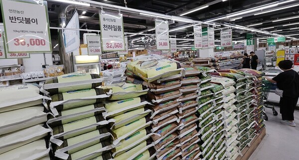 햅쌀 출하를 앞둔 상황에서도 쌀값이 20㎏당 6만원을 돌파하며 소비자 부담이 커지고 있다. 정부는 양곡 대여와 할인 확대 카드로 대응에 나섰지만 시장에서는 체감 효과가 미미하다는 지적이 나온다. [출처=연합뉴스]