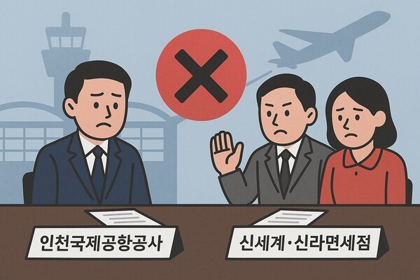 인천국제공항공사와 신세계·신라면세점 간 임대료 조정 협상이 결렬되며 면세점 업계가 중대한 기로에 섰다. [출처=오픈AI]