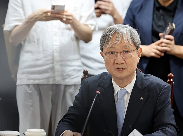 이찬진 신임 금융감독원장이 28일 서울 중구 은행회관에서 열린 은행장 간담회에서 모두발언 하고 있다.  [출처=연합 ]